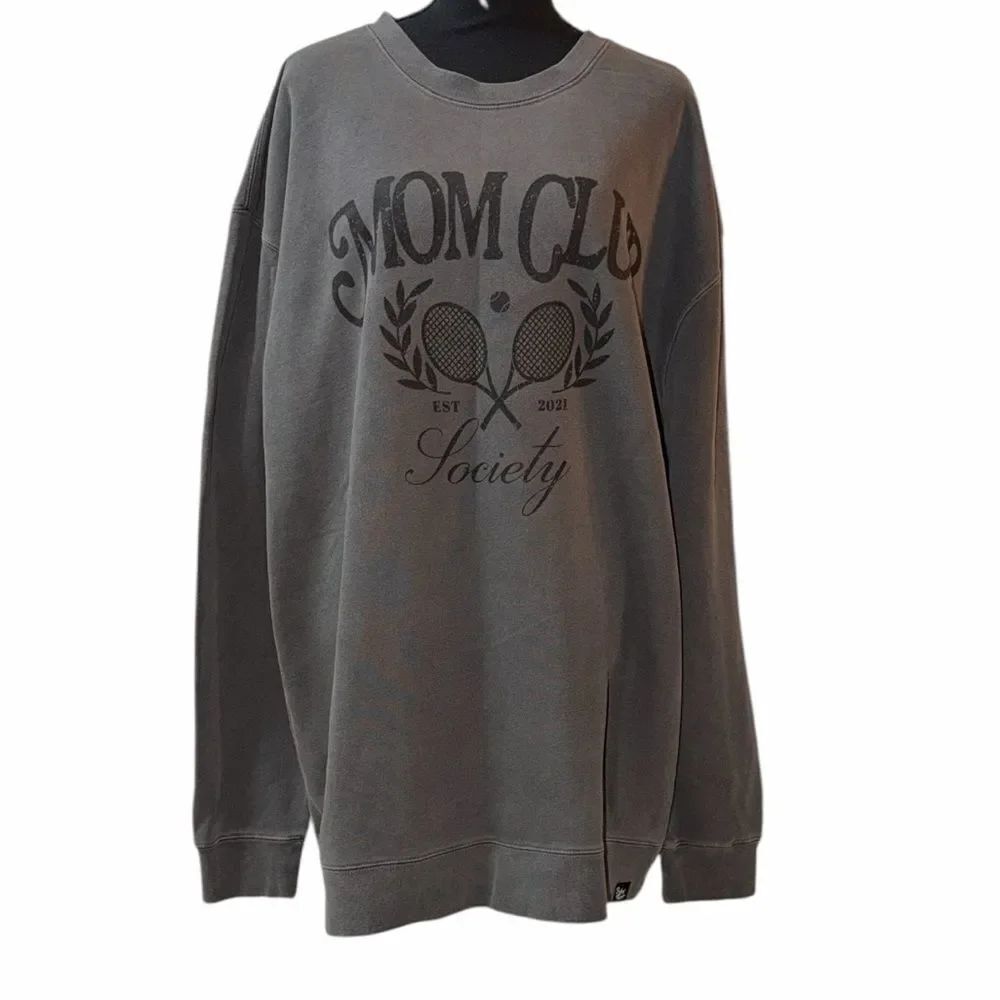 Slyfox Threads Gray Mom Club Society Cotton Blend Sweatshirt(Size 3X)